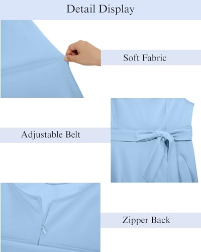 Image of Pinup Fashion Plus Size Cocktail Party Wedding Guest Semi Formal Midi Dress | Sexy V-neck, adjustable spaghetti strap, belted waist, fit and flare, flowy high-low ruffle hem, ideal for prom, homecoming