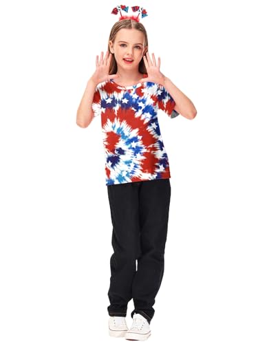 Image of Deerose Kids Striped Shirts Short Sleeve Boy Girls July 4th Patriotic Tee Top 3-14 Years