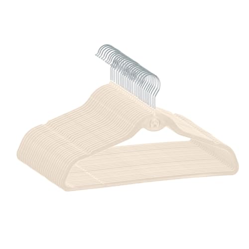 Trio Home Heavy Duty Velvet Hangers with Cascade Hook, Durable, 360 Degree Rotatable Hook (30, Beige)