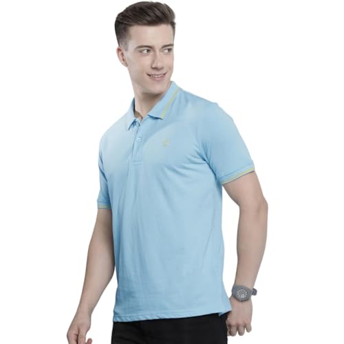 Image of The Indian Garage Co Men Slim Fit Solid Polo Neck Half Sleeves Tshirt