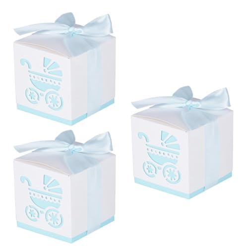 Boîtes à bonbons en papier bleu avec poussette faciles à assembler