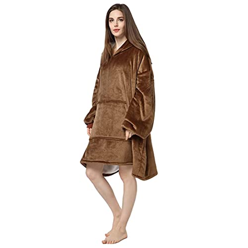Image of Maharsh Oversized Hoodie Blanket Women Ultra Plush Fleece with Soft Sherpa Reversible Warm Cosy Comfy Wearable Hooded Giant Sweatshirt Throw for Girls Adults Men Boys Kids Big Pocket