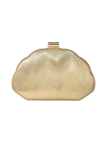 Milumia Womens Metallic Shell Clutch Purse Cocktail Wedding Guest Evening Handbags with Chain Strap Gold One Size