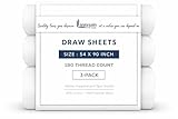 Linteum Textile White Draw Sheets 54x90 Inches 3 Pack – 180 Thread Count Poly-Cotton Flat Sheets for Hospitals, Clinics, Nursing Homes, Hotels and Massage Tables
