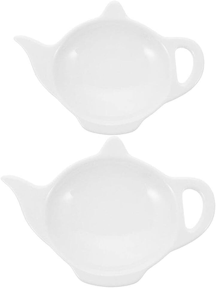 White Ceramic Tea Bag Holders 2pcs Ceramic Tea Bag Coasters Teapot Shaped Tea Bag