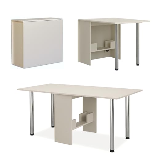 Rodnik Klappbarer Esstisch, aufklappbare Tischplatten, Klapptisch platzsparend für Küche, Esszimmer & Büro, Farbe Kaschmir, 174×80×75 cm Rodnik Klappbarer Esstisch, aufklappbare Tischplatten, Klapptisch platzsparend für Küche, Esszimmer & Büro, Farbe Kaschmir, 174×80×75 cm