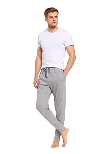 CYZ Men's Cotton Knit Lounge Pants with Drawstring-Grey Melange-S3