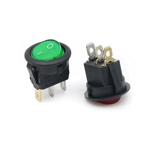 Interruptor basculante redondo de 3 pines 12V KCD1 con luz indicadora para salpicadero de coche 4 uds 3