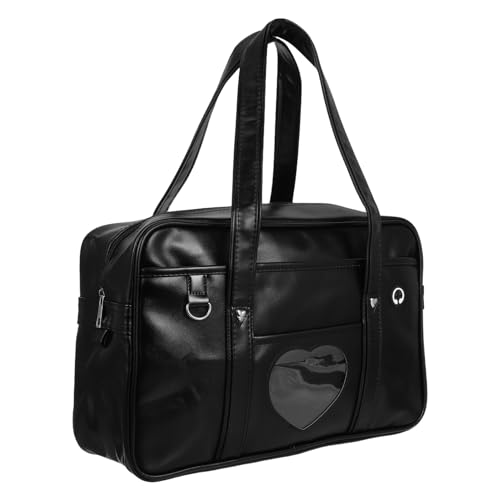 Sacoche ordinateur portable grande capacité simili cuir noir sac bandoulière travail et vie scolaire
