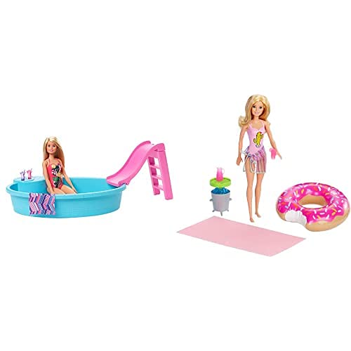Barbie Exklusives Kombi-Angebot: Barbie GHL91 - Barbie Puppe und Pool Spielset mit Rutsche und Accessoires + Barbie…