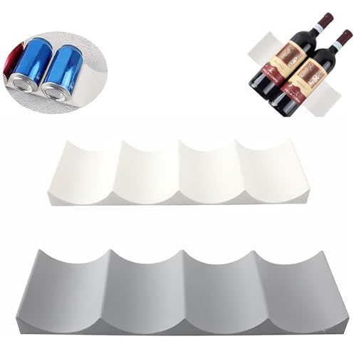 Ceeyoll 2 Piezas Botellero Nevera, Botellero Frigorifico Antideslizante y Apilable Botelero,Organizador de Botellas Ideal para Almacenar Vino,Latas Cerveza, Bebidas, Etc. en Mesas, Neveras y Armarios