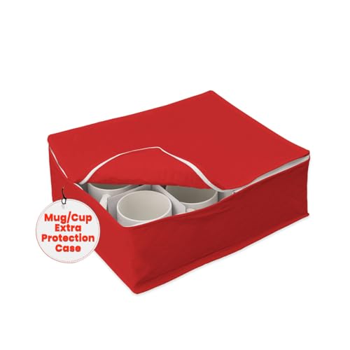 Estojo de armazenamento acolchoado para caneca/copo da LAMINET – Comporta até 12 canecas/copos – Vermelho