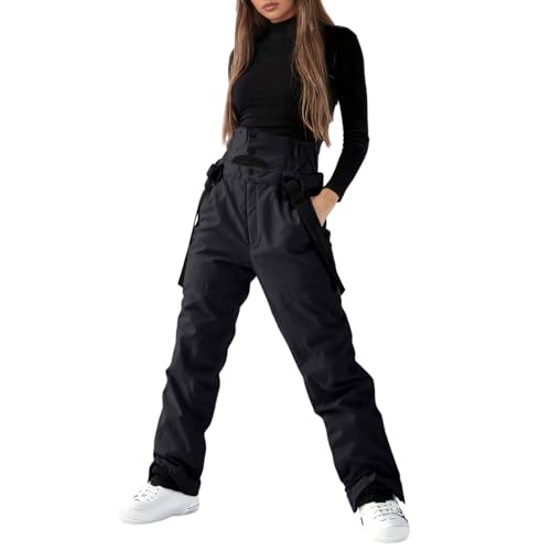 Traje Nieve Mujer   Pantalones De Esquí Baggy Pantalon Esqui Mujer Ropa Ski Impermeable Cálidos con Multibolsillos Pantalón Mujeres Ajustable Exterior Pantalones Nieve Negro L