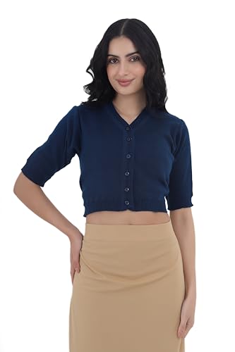 Image of Women Winter Wear V-Neck Half Sleeves Regular Fit Woollen Blouse