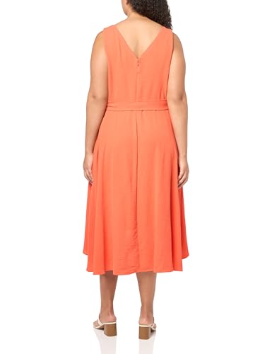 Image of DKNY Womens Sleeveless Faux Wrap Midi Dress