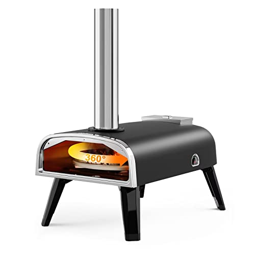 Outdoor Pizza Oven aidpiza 12″ Wood Pellet Pizza Ovens With Rotatable Round Pizza Stone Portable Wood Fired with Built-in Thermometer Pizza Stove for Outside Backyard Camping Picnics