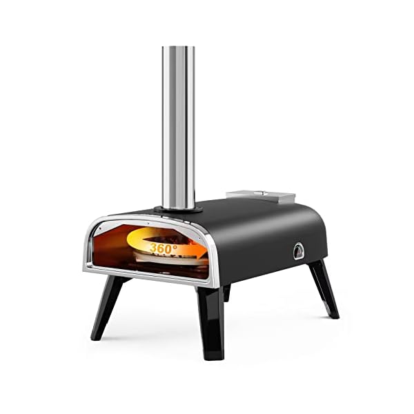 Outdoor Pizza Oven aidpiza 12″ Wood Pellet Pizza Ovens With Rotatable Round Pizza Stone Portable Wood Fired with Built-in Thermometer Pizza Stove for Outside Backyard Camping Picnics
