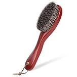 Wooden Clothes Brush, Clothes Brush Lint Remover, Horse Bristle Garment Brush, Solid Wood Brush with Handle to Easily Remove Fluff, Fuzz, Dust, Lint, and Pet Hair to your Garments(COLOR:Red Wood)