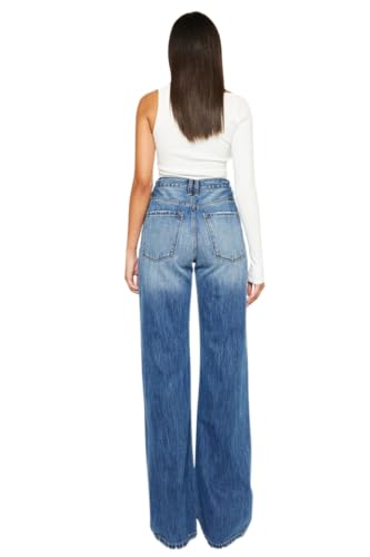 Kan Can Women's Ariena Ultra High Rise 5 Button Fly 90's Flare Jeans KC73734