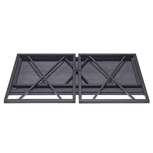 Image of Leick Home Collapsible X Desk, 48 inch, Gray Herringbone, Matte Black