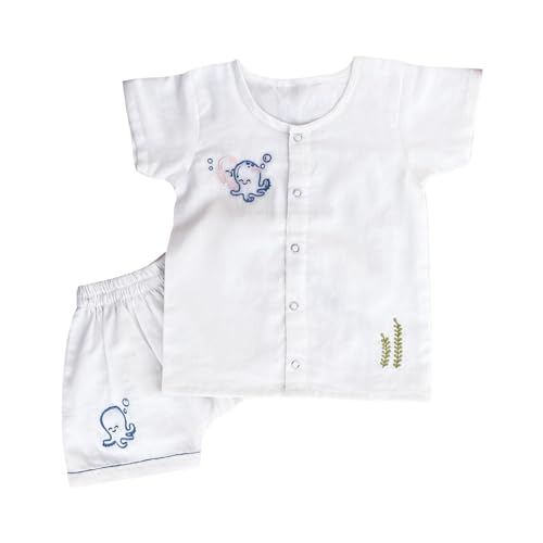 Image of Cotton Jhabla Set for Infants and Toddlers | Snap Buttons Jabla |Soft Mulmul |Breathable and Comfortable | Top with Diaper friendly bottoms
