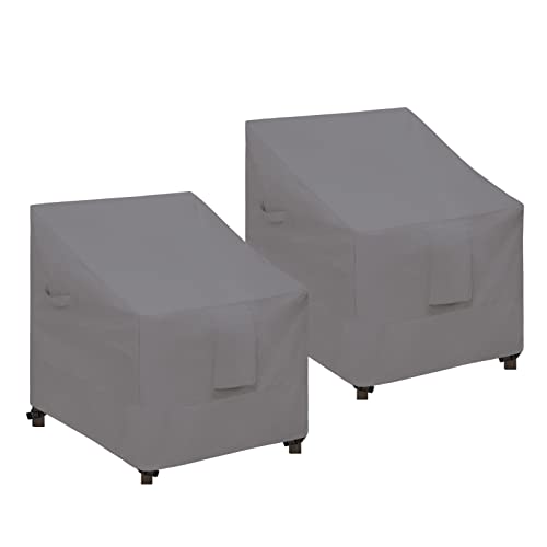 Easy-Going Waterproof Patio Chair Cover UV Resistant Outdoor Chair Cover Weatherproof Lawn Patio Furniture Cover with Tape Sealed Seam (2 Pack-29Wx30Dx36H inch, Grey) 2 Pack-29Wx30Dx36H Grey