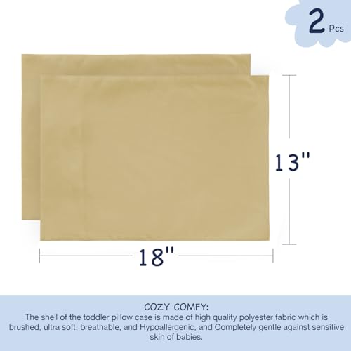 Image of EXQ Home Toddler Pillowcases 13x18 Travel Pillow Case Set of 2, Small Pillow Case Fits Baby Pillow Sized 12x16, 13x18, Kids Pillowcases 2 Pack Machine Washable with Envelope Closure (Dark Camel)