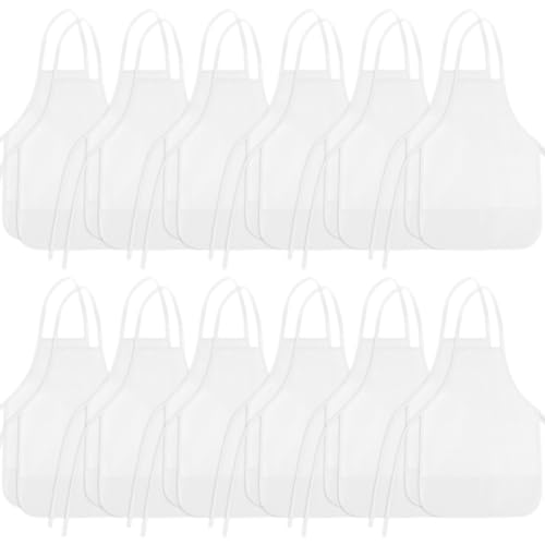BOUBONI Tablier de peinture pour enfants, avec 2 grandes poches, pour activités artistiques et artisanales en cuisine, Blanc