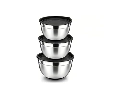 Conjunto De 3 Bowls Tigelas De Inox Com Tampa Herméticas