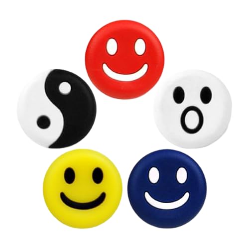 Tovbmup Pro-Grade Silicone Tennis Dampeners 5-Pack,Colorful Cartoon-Shaped Shock Absorbers,T Crafted from soft silicone, they offer durability,Compliant Racket Accessories for Adults/Juniors