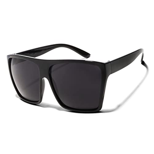 ShadyVEU Oversized Flat Top Trendy Square Trapezoid Shape Fashion Mens Womens Sunglasses
