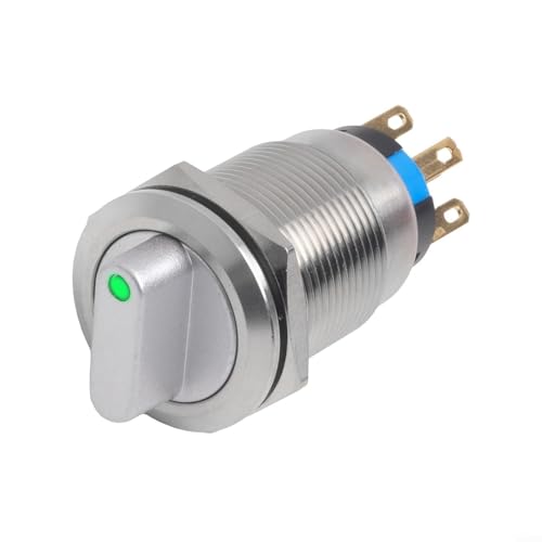 Interrupteur rotatif à bouton-poussoir en acier inoxydable 19 mm 3
