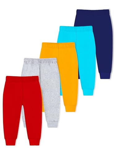Image of Trampoline Kids Cotton Blend Pyjamas Pack of 5 | Bright Colors & Fun Prints | Ribbed Ankle Everyday Bottoms for Boys & Girls | Soft & Breathable Fabric