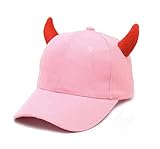 123Arts Devil Horn Peaked Baseball Cap Hat for Men and Women Pink