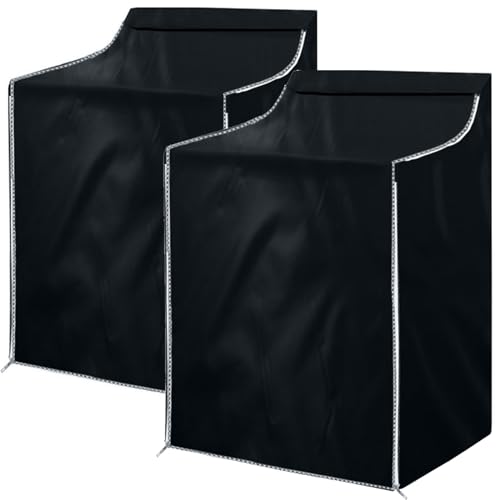 2Pack Washer and Dryer Covers Portable Washer Cover with Zipper Design Dustproof Waterproof Laundry Covers for Washer and DryerEasy Use Fit for Most Front-loading Machine (2pcs(Black))