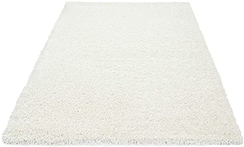 ARCHIT RUGS Plain Shaggy Rugs Living Room & Bedroom Soft Touch 5 CM Thick Pile Modern Bedroom Living Room Area Rugs Non Shed 4 x 4 Ft Size, Cream Ivory