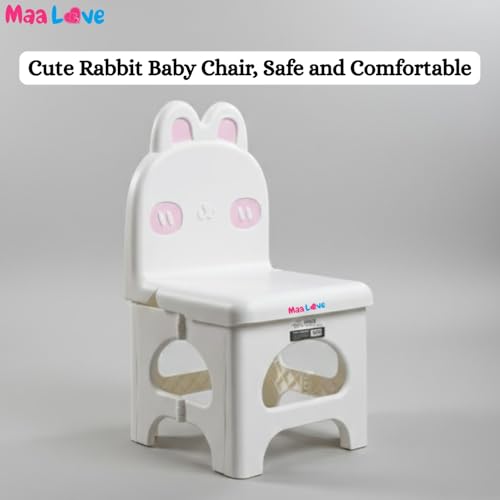 Image of Plastic Foldable Chair for Kids | School Study Chair for Indoor or Outdoor Use for Toddler Kids | Strong & Stable, Safe Rounded Edges | Capacity Up to 40 Kg (White)