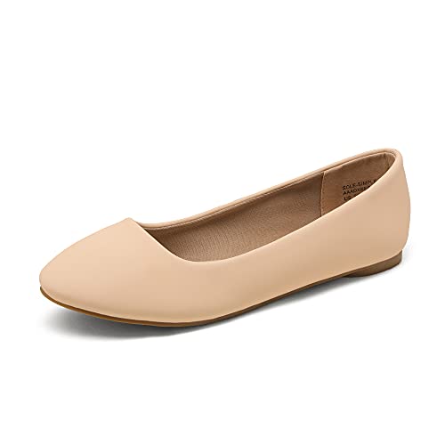 Dream Pairs - Zapatos planos de suela simple, estilo bailarina para mujer, Negro, 11