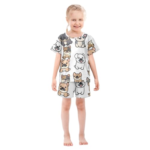 Summer Pajama Set Little Cute Dogs, Short Sleeve Sleepwear Nightwear3
