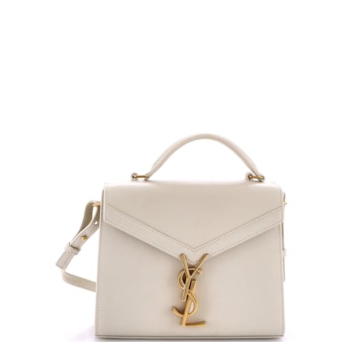 Saint Laurent, Pre-Loved Cassandra Top Handle Bag Leather Mini, White