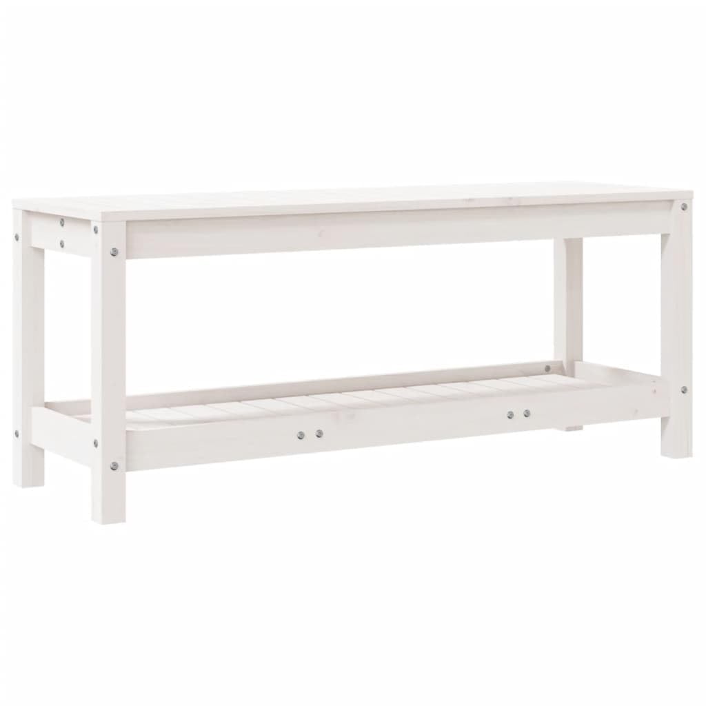 Banc de Jardin 2 Places Blanc Bois de Pin Meuble Extérieur
