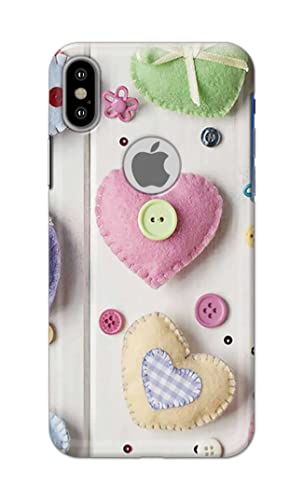 Image of PRINTFIDAA Heart Shape Hard Back Cover for Apple iPhone X Logo /iPhone 10 / iPhone Ten /iPhone Xs Logo Back Cover -(P6) KAT1010