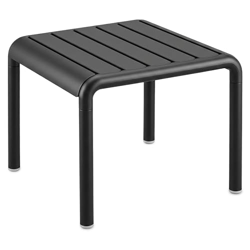 Spetebo Table d'appoint de jardin carrée noire - Charge maximale : 50 kg - 45 x 45 cm - En plastique - Aspect lattes - Design - Tabouret à fleurs -...