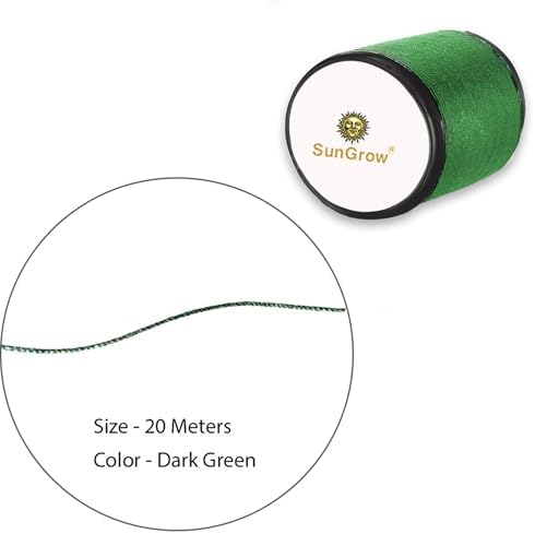 SunGrow Biodegradable Moss Cotton Thread - Natural Plant String Dissolves Leaving Moss and Ferns Anchored to Rocks and Driftwood - 65 feet Long Dark Green Thread - Color Similar to Willow Moss