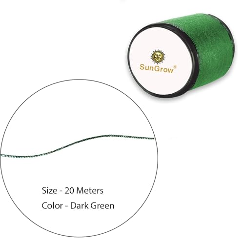 SunGrow Biodegradable Moss Cotton Thread - Natural Plant String Dissolves Leaving Moss and Ferns Anchored to Rocks and Driftwood - 65 feet Long Dark Green Thread - Color Similar to Willow Moss