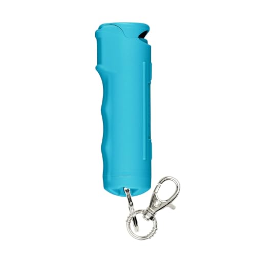 Image of SABRE Pepper Spray with Fast Flip Top Safety & Snap‑Clip Keychain for Self Defense - Maximum Police Strength OC with UV Marking Dye, Finger Grip, 10‑Sec. Spray, 14-ft Range, Made in USA, 0.54 fl oz