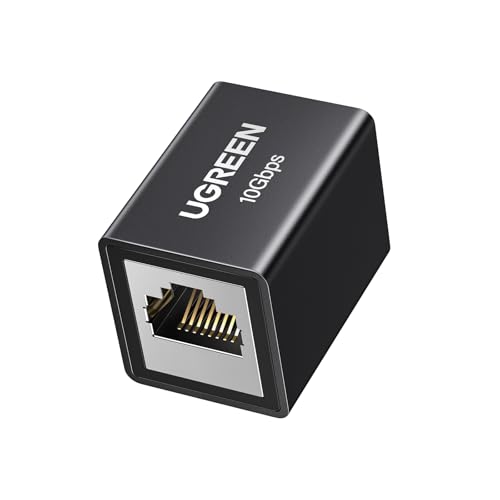 UGREEN Adaptador RJ45 10Gbps Conector de Extensión LAN Acoplador para Gigabit Acoplamiento de Cable Ethernet Cat7/ Cat6/ Cat5e (Negro,1 Pieza)