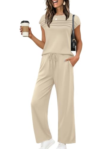 Ekouaer Two Piece Sets for Women Summer Soft Casual Cap Sleeve Lounge Sets Travel Vacation Airport...