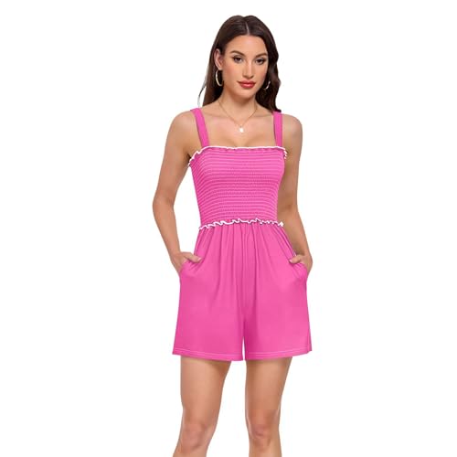 Combinaison short d'été en imprimé abstrait rose avec finitions soignées et coupe fluide