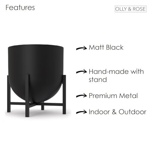 Miniatura 6 de Maceta Con Soporte Para Plantas, Macetas De Metal Para Interiores, Maceta Grande De 22 Cm Negro